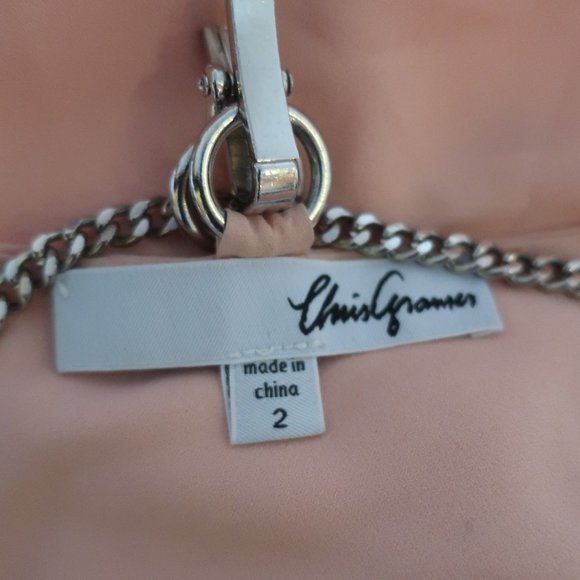 CHRIS GRAMER LIGHT PINK  BLOUSE W/SILVER CHAIN SZ 2/M * - Picture 6 of 6